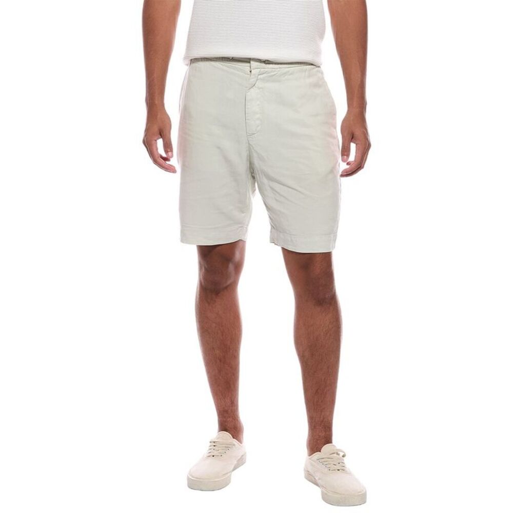 Officine Générale Mens Phil Linen-Blend Short, White